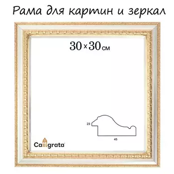 Рама для картин (зеркал) 30 х 30 х 4,5 см, пластиковая, Charlotta, золотая
