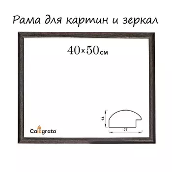 Рама для картин (зеркал) 40 х 50 х 2,7 см, пластиковая, Calligrata 6472, мокрый асфальт
