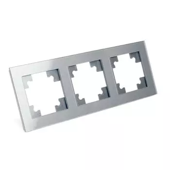 Рамка 3-местная, стекло, серия Катрин, GFR00-7003-03, серебро