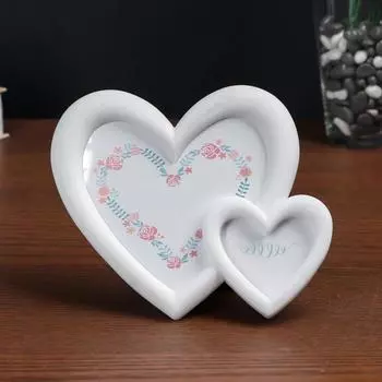 рамка д/фото пластик 2 сердца белая 10*12, 6*8 см