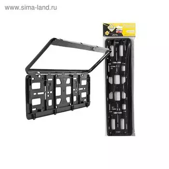 Рамка для автомобильного номера "ГЛАВДОР" с защелкой "книжка", черная