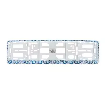 Рамка для автомобильного номера, книжка, белая, "Гжель"