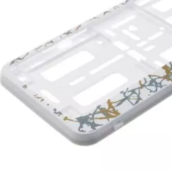 Рамка для автомобильного номера, книжка, белая с золотом