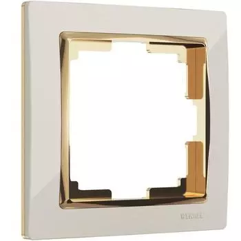 Рамка на 1 пост WL03-Frame-01-ivory-GD, цвет золото, слоновая кость