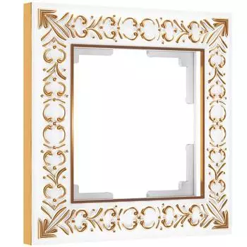 Рамка на 1 пост WL07-Frame-01, цвет белое золото