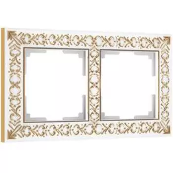 Рамка на 2 поста WL07-Frame-02, цвет белое золото
