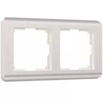 Рамка на 2 поста WL12-Frame-02, цвет перламутровый рифленый