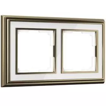 Рамка на 2 поста WL17-Frame-02, цвет белый, бронза