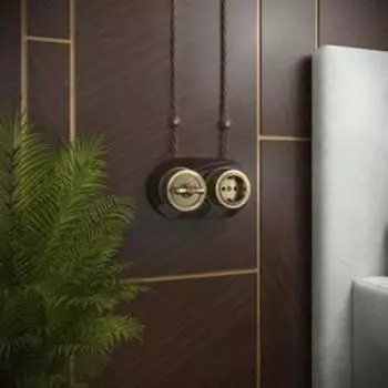 Рамка на 2 поста WL21-frame-02, стекло, коричневая