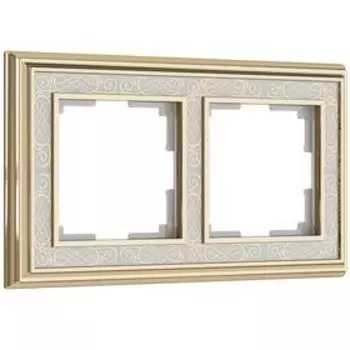 Рамка на 2 поста WL77-Frame-02, цвет золото, белый