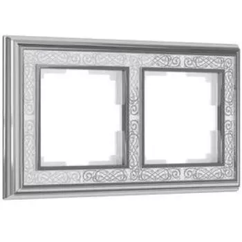 Рамка на 2 поста WL77-Frame-02, цвет золото, белый