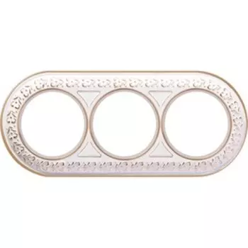 Рамка на 3 поста WL70-frame-03, цвет белое золото