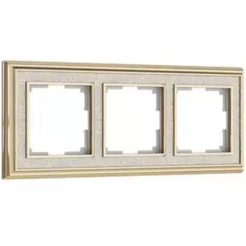 Рамка на 3 поста WL77-Frame-03, цвет золото, белый