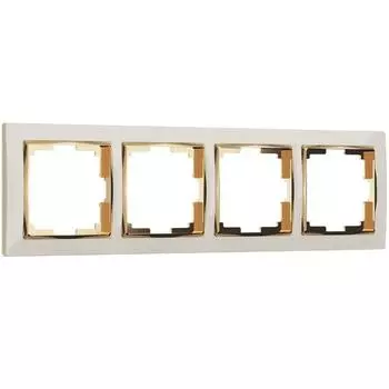 Рамка на 4 поста WL03-Frame-04-ivory-GD, цвет золото, слоновая кость