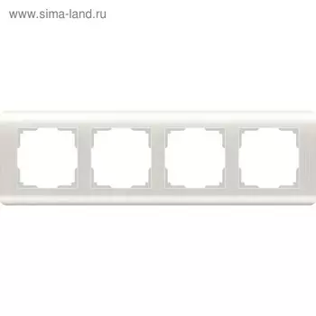 Рамка на 4 поста WL12-Frame-04, цвет перламутровый рифленый