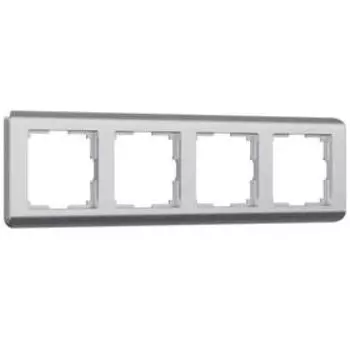 Рамка на 4 поста WL12-Frame-04, цвет серебряный