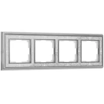 Рамка на 4 поста WL77-Frame-04, цвет золото, белый