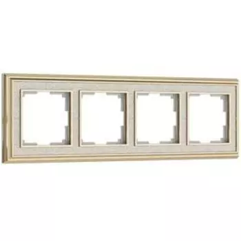 Рамка на 4 поста WL77-Frame-04, цвет золото, белый