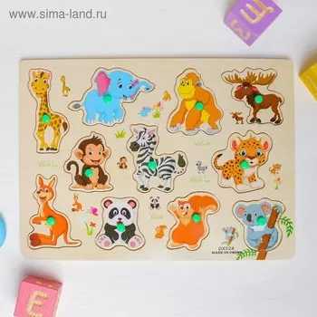 Рамка - вкладыш «Дикие животные», 11 деталей