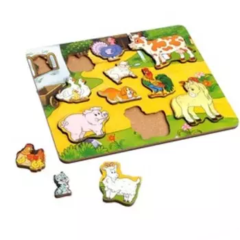 Рамка-вкладыш «Кто живет на ферме?» 11 деталей