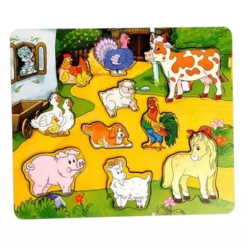 Рамка-вкладыш «Кто живет на ферме?» 11 деталей