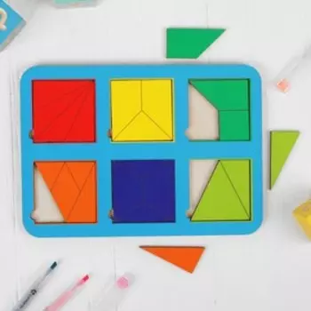 Рамка-вкладыш «Квадраты, 6 шт.» по методике Никитина, 22 элемента, МИКС, 2 уровень