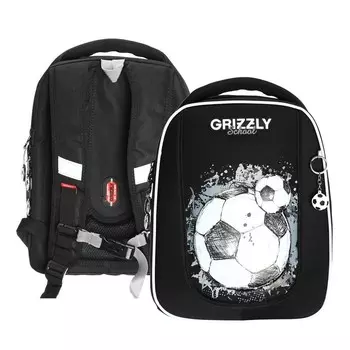 Ранец каркасный, 36 х 29 х 18 см, Grizzly, чёрный