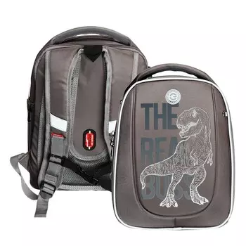 Ранец каркасный, 36 х 29 х 18 см, Grizzly, серый