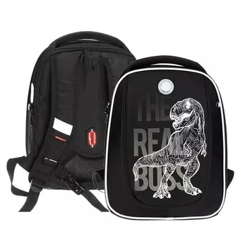 Ранец каркасный, 36 х 29 х 18 см, Grizzly, чёрный