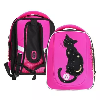 Ранец каркасный Grizzly, 362918 см, брелок, плюшевый, фуксия