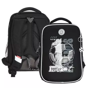 Ранец каркасный, 37 х 26 х 16 см, Grizzly, чёрный