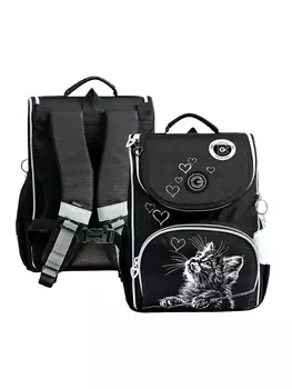 Ранец школьный Grizzly, RAm-584 332513, мешок для обуви, черный