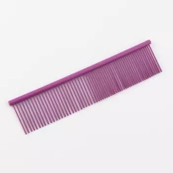 Расческа для шерсти с гальваническим покрытием, 18,8 х 4,2 см, фиолетовая