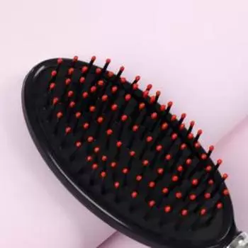 Расчёска массажная, 6 × 21 см, цвет чёрный/серебристый