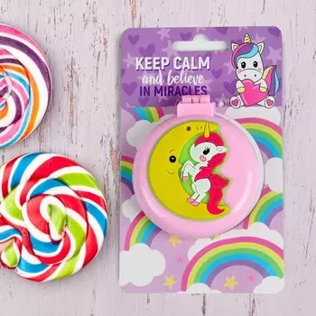 Расчёска массажная, складная, с зеркалом, d=6.5 см, МИКС