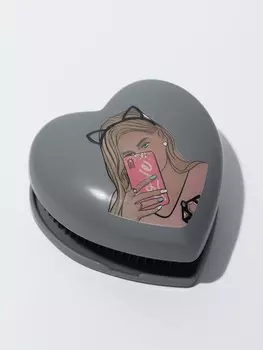 Расчёска массажная «Сердце», складная, 8.58.5 см, серая