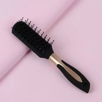 Расчёска массажная, вентилируемая, 5,5 × 24 см, цвет чёрный/золотистый
