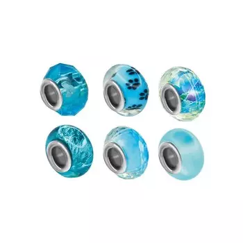 Раскопки «Бусины для браслета» (6 бусин-шармов) голубой