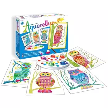 Раскраска акварельная "Совы"