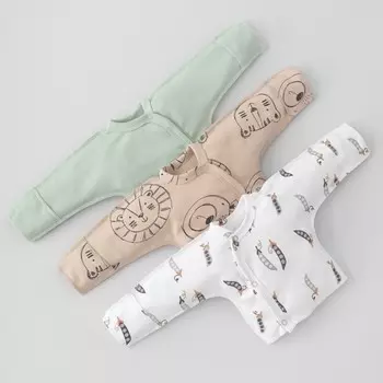 Распашонка детская KinDerLitto «Крошки-горошки», на кнопках, рост 50-56 см, 3 шт