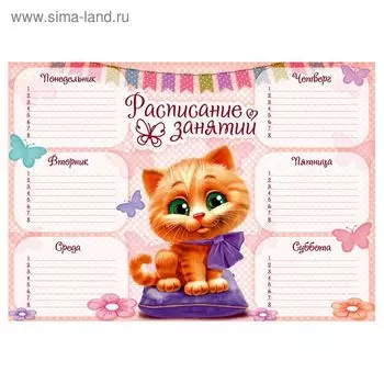 Расписание уроков А4 «Для девочек»