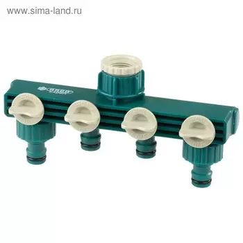 Распределитель 4-канальный, внутренняя резьба 1/2" (12 мм) – 3/4" (19 мм), быстросъёмное соединение, пластик, RACO Original