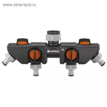 Распределитель 4-канальный, внутренняя резьба 3/4" (19 мм) – 1" (25 мм), быстросъёмное соединение, GARDENA