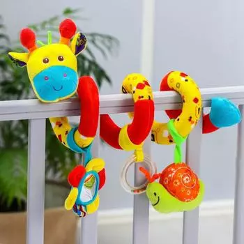 Растяжка - спираль на коляску/кроватку Крошка Я «Жирафик», гремит, от 3 мес.