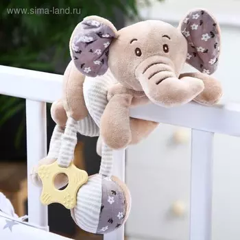 Растяжка - спираль на коляску/кроватку «Слоник Няша», с прорезывателем, от 3 мес., Крошка Я