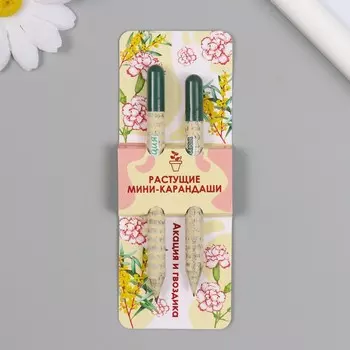 Растущие подарочные карандаши mini "Акация и гвоздика" набор 2 шт