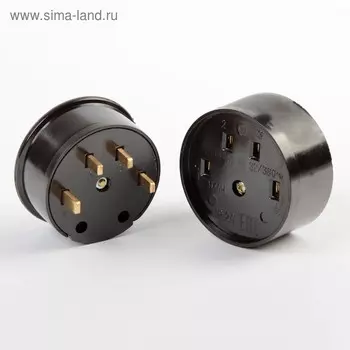 Разъем для плиты Smartbuy РШ-ВШ, 3P+PE, ОУ, 32 А, 380 В, карболит, черный