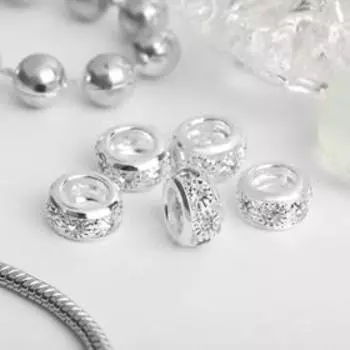 Шарм разделитель для бусин «Солнце», белый в серебре