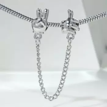 Разделитель "Жесты" на цепочке, цвет серебро