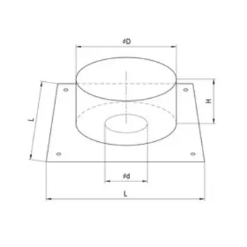 Разделка Феррум потолочная нержавеющая 430/0.5 мм, 600 × 600 мм, d 280